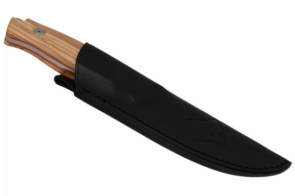 Fox-Knives Ejector Fixed Knife Stainless Steel Becut Satin Blade, Olive Wood Handle FX-663 OL - KNIFESTOCK