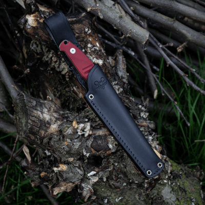 Giant Mouse GMF2-P-R Red G10 / PVD Finish / Black Leather Sheath - KNIFESTOCK