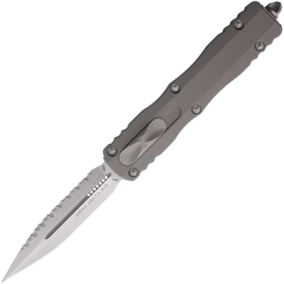 Microtech DIRAC DELTA D/E STONEWASH FULL SERRATE NATURAL CLEAR 227-12NC - KNIFESTOCK