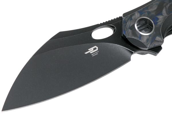 Bestech NOGARD M390, Black Stonewash, Titanium+Black blue marble carbon fiber inlay, Black stonewas - KNIFESTOCK