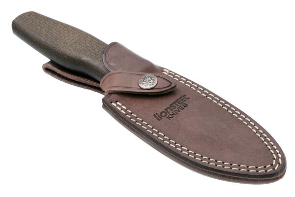 Lion Steel Feststehendes Messer M390 Klinge, GRÜNES Burlap, Ti-Parierstange, Lederscheide AH BLG - KNIFESTOCK