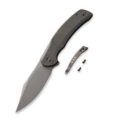 We Snick Gray Titanium Handle with Dragon Green Micarta Inlay Gray Stonewashed CPM-20CV BLADE W11902 - KNIFESTOCK