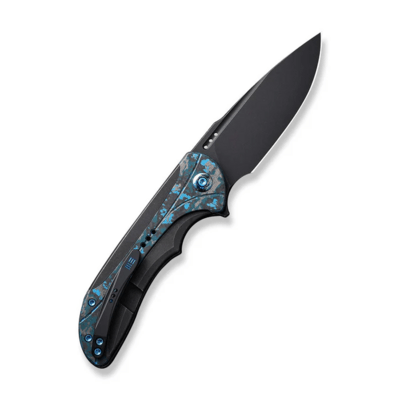 WE Black Titanium Handle With Arctic Storm Fat Carbon Fiber Inlay Black Stonewashed CPM 20CV Blade N - KNIFESTOCK