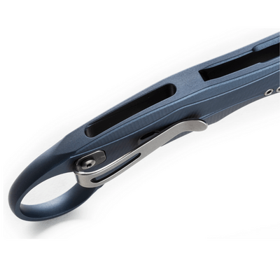 LionSteel L.E.One Mid Folding knife STONE WASHED M390 blade, ICE BLU aluminum ha - KNIFESTOCK