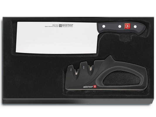 Set WUSTHOF GOURMET 2 pezzi, coltello da cucina cinese + affilacoltelli - KNIFESTOCK