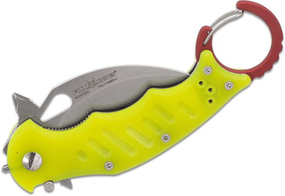 FOX Knives Rescue Folding Karambit, N690 Combo Blade, Rękojeść G10 FX-599 RSY - KNIFESTOCK