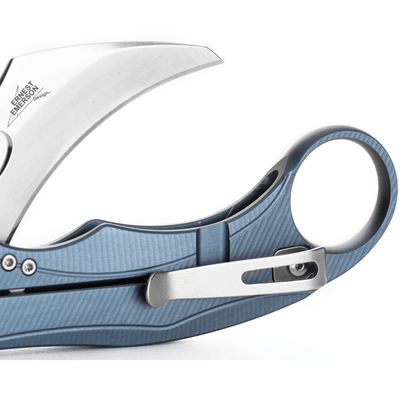 LionSteel L.E.One Mid Folding knife STONE WASHED M390 blade, ICE BLU aluminum ha - KNIFESTOCK