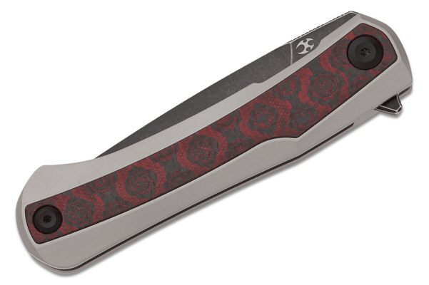 Kansept Kratos Black CPM S35VN Titanium Handle + Red &amp; Black Carbon Fiber Inlay K1024A9 - KNIFESTOCK