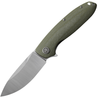 Petrified Fish PFB01 Terra  Satin D2 Green Micarta PFB01GRMS - KNIFESTOCK