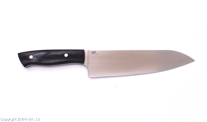 Brisa Chef&#039;s Knife 185 Black Micarta 12C27 Flat 18.5 cm - KNIFESTOCK