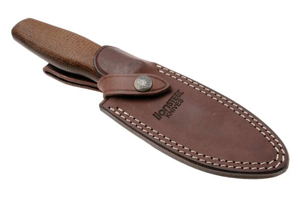 Lion Steel Feststehendes Messer M390 Klinge, NATÜRLICHES Burlap, Ti Parierstange, Lederscheide AH B - KNIFESTOCK