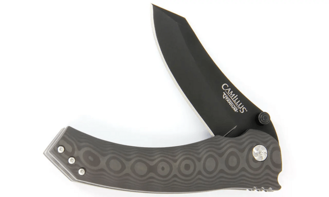 CAMILLUS JOLT / 8.5&quot; OVERALL / 3.25&quot; BLADE / CARBONITRIDE TITANIUM™ / D2 STEEL / CARBON FIBER HANDLE - KNIFESTOCK