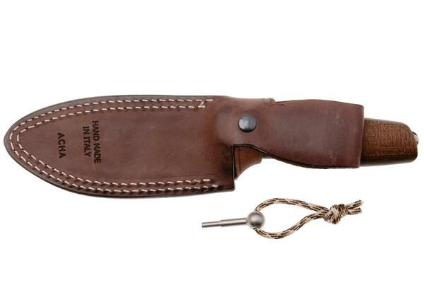 Lion Steel Feststehendes Messer M390 Klinge, NATÜRLICHES Burlap, Ti Parierstange, Lederscheide AH B - KNIFESTOCK