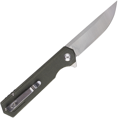 Fox Knives Revolver D2 Satin Plain Blade, OD Green Micarta Handles BF-740 OD - KNIFESTOCK
