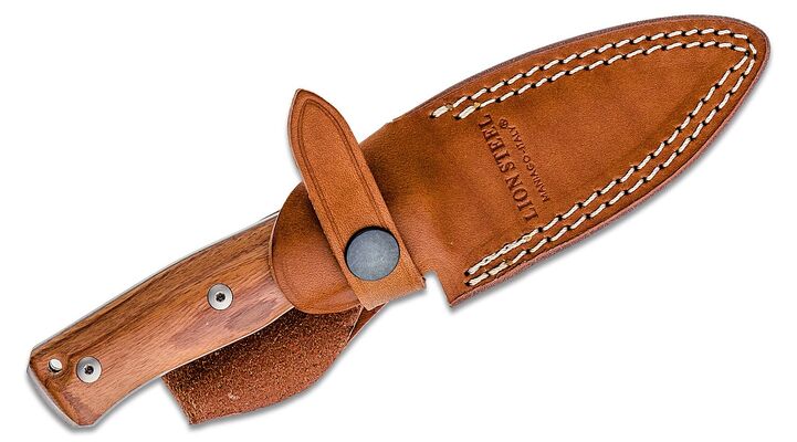 Lionsteel Fixed Blade SLEIPNER satin Santos wood handle, leather sheath B35 ST - KNIFESTOCK