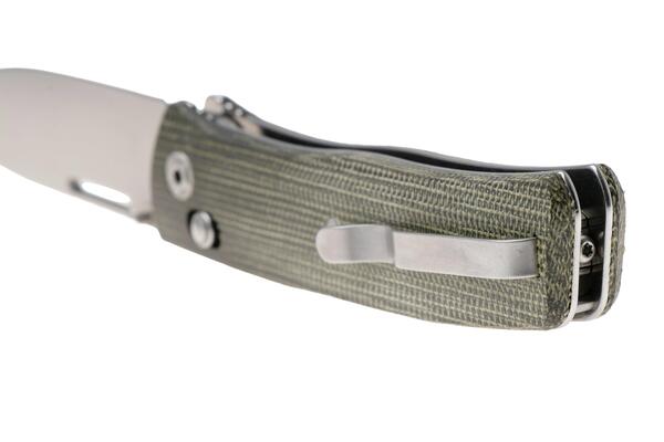 LionSteel NINI Folding knife M390 satin blade, full GREEN Canvas handle NN1 CVG - KNIFESTOCK