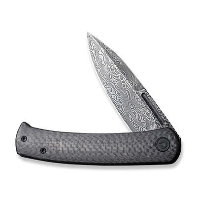 CIVIVI Caetus Twill Carbon Fiber Handle Black Hand Rubbed Damascus Blade C21025C-DS1 - KNIFESTOCK