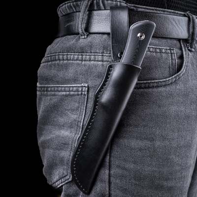 Real Steel Bushcraft Plus II, Black G10,Full Flat Grind Satin 14C28N RE-3721F - KNIFESTOCK
