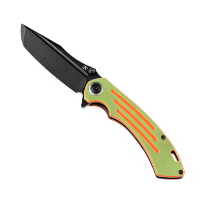 Kansept Pretatout Black Stonewashed 154CM Green and Orange G10 T1032T2 - KNIFESTOCK