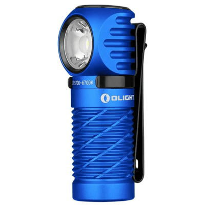 Olight Perun 2 Mini Rechargeable LED Flashlight (Blue) with Headlamp Headband - KNIFESTOCK