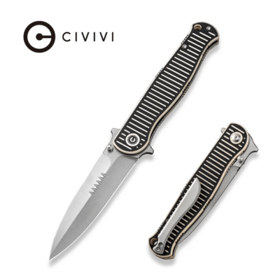 CIVIVI RS71 Milled Ivory / Black G10 HandleSatin Finished Nitro-V BladeLiner L - KNIFESTOCK