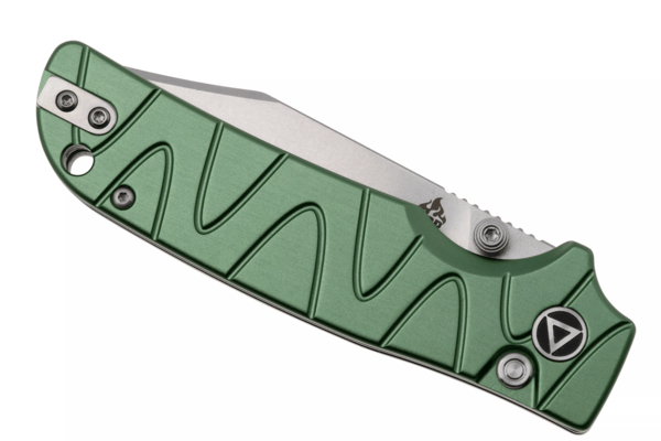 QSP Knife Kali, Button lock, 14C28N stonewashed, Green aluminium QS159-E1 - KNIFESTOCK