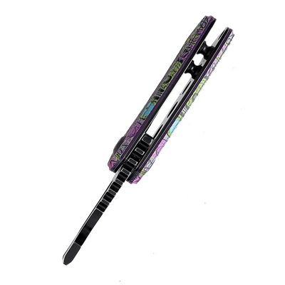 Kansept Mini Korvid Black Stonewashed 154CM G10 with Undead Print-Purple T3030B3 - KNIFESTOCK