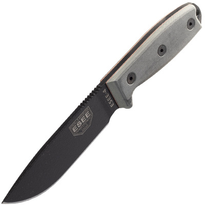 ESEE Knives ESEE-4P-MB-B Plain Edge, Black Sheath, MOLLE Back and Clip Plate - KNIFESTOCK