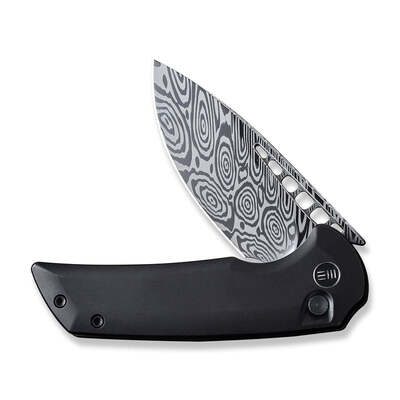 WE Mini Malice Black Titanium Handle Heimskringla Damasteel Blade WE054BL-DS1 - KNIFESTOCK