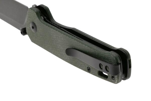 QPS Penguin V2 D2, black stonewash, Manico: Micarta verde QS130V2-C2 - KNIFESTOCK