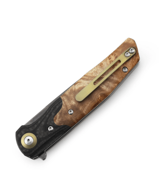 Bestech ASCOT 14C28N, Black titanized , Interlayer with Carbon Fiber and G10+  lightburl wood BG19E - KNIFESTOCK