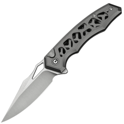 Civivi Anaaki Skeletonized Gray Aluminum HandleSatin Finished Nitro-V BladeButton Lock - KNIFESTOCK