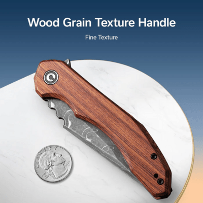 Civivi Bluetick Guibourtia Wood HandleDamascus BladeNested Liner Lock C23050-DS1 - KNIFESTOCK