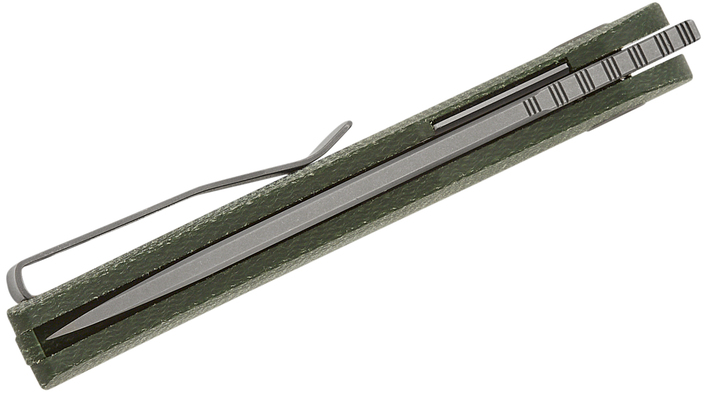 Petrified Fish PFE16 El Camino Gray Stonewashed N690 Green Micarta PFE16GRMGAW - KNIFESTOCK