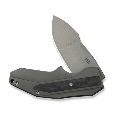 WE Knife Coral Gray Titanium Handle With Marble Carbon Fiber InlayGray Stonewashed CPM 20CV Blade - KNIFESTOCK