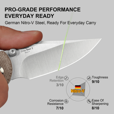 Kizer Drop Bear 2 | Nitro-V | Brown &amp; Micarta | - KNIFESTOCK