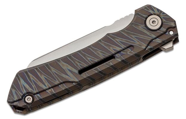 WE KNIFE Snecx Mini Buster Titanium Tiger Stripe Pattern Flamed/Silver CPM 20CV 2003C - KNIFESTOCK