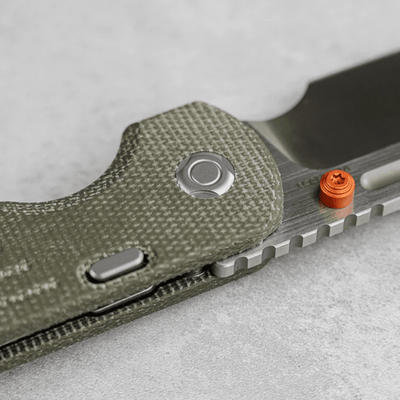 Vosteed Hedgehog S35VN Satin &amp; Brushed,Olive Green Micarta - KNIFESTOCK
