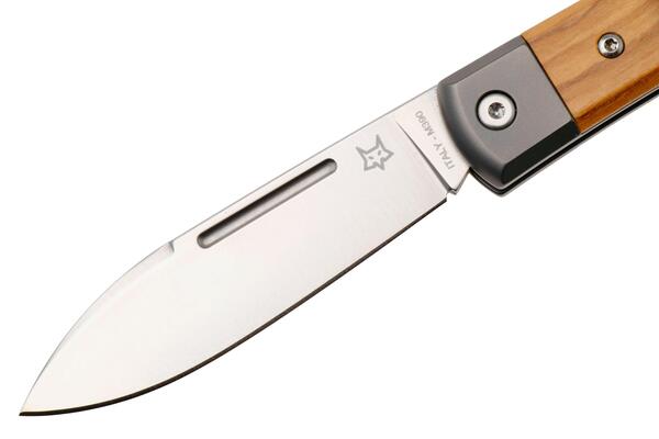 Fox Knives Gunstock Folding Knife Stainless Steel M390 Satin Blade, Olive Wood Handle FX-558 OL - KNIFESTOCK