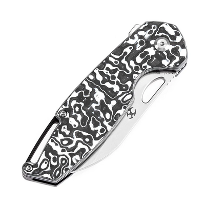 KANSEPT Model 6(Left-handed) Stonewashed CPM 20CV 0.126''3.2mm Black White CF K1022L2 - KNIFESTOCK