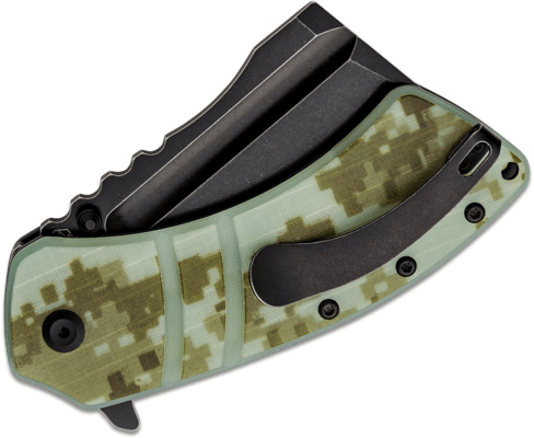 Kansept XL Korvid Black Stonewashed 154CM Jade and Camouflage G10 T1030B2 - KNIFESTOCK