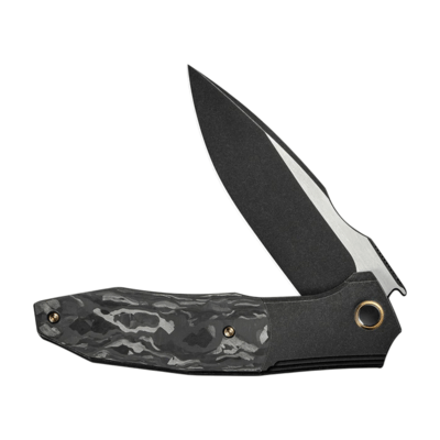 WE Black Titanium Handle With Shredded Carbon Fiber InlayBlack Stonewashed Bohl - KNIFESTOCK