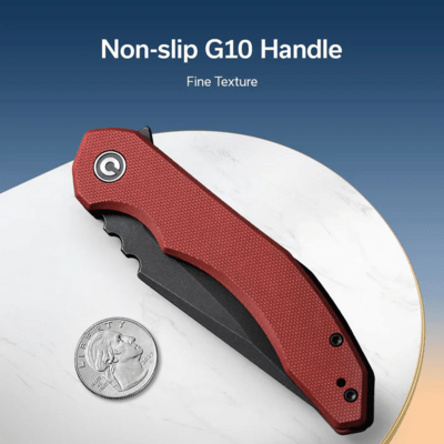 Civivi Bluetick Burgundy G10 HandleBlack Stonewashed 14C28N BladeNested Liner Lock C23050-2 - KNIFESTOCK