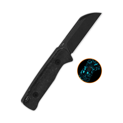 QSP Knife Baby Penguin  14C28N, black stonewash,  Blue  shredded CF QS130BP-F2 - KNIFESTOCK