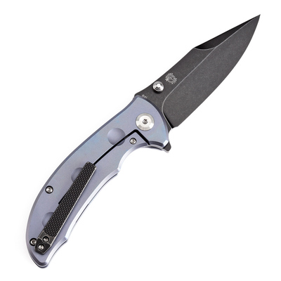 KANSEPT Rei Black Stonewashed CPM-20CV Blue Titanium Handles K1061A3 - KNIFESTOCK