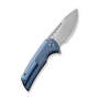 We Mini Malice Blue Titanium Handle Silver Bead Blasted CPM 20CV BLADE WE054BL-3