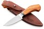 Lionsteel Fixed knife m390 blade OLIVE wood andle, Ti guard, leather sheath WL1  UL