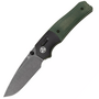 QSP Knife Vault 14C28N, black stonewashed Anodized aluminium bolsters, Green micarta QS157-B2