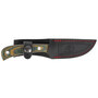 MUELA 88mm blade,full tang,Green/Mustard Yute Micarta scales,leather sheath    TERRIER-9G