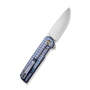 We Charith Frag Patterned Blue Titanium Handle Silver Bead Blasted CPM 20CV BLADE WE20056B-1